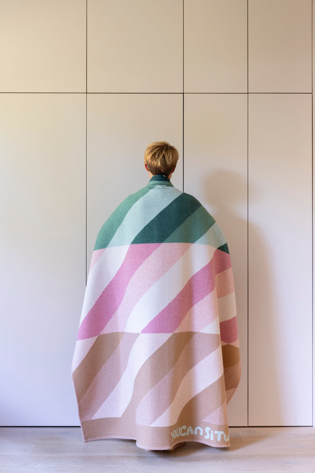 'YCSWU' Diagonal recycled wool blanket