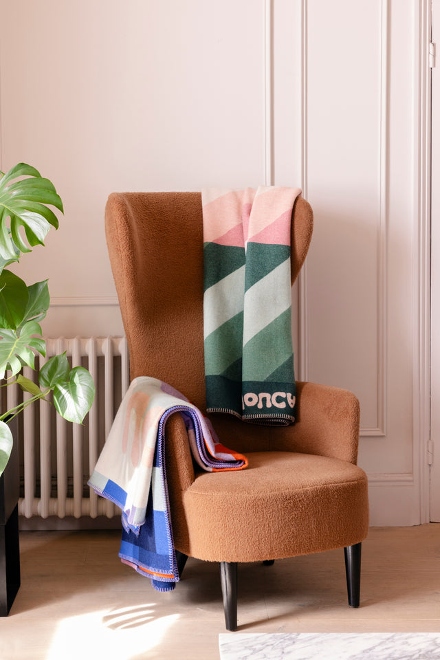 'YCSWU' Diagonal recycled wool blanket