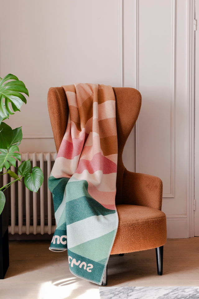 'YCSWU' Diagonal recycled wool blanket