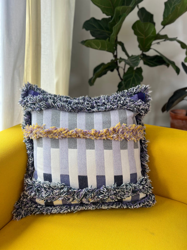 Large salvage stripe cushion