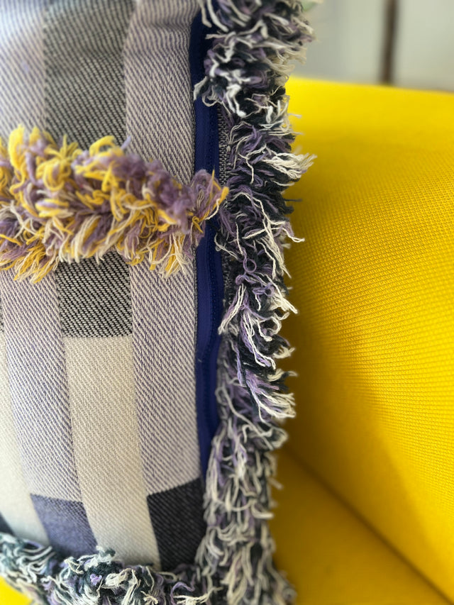 Large salvage stripe cushion