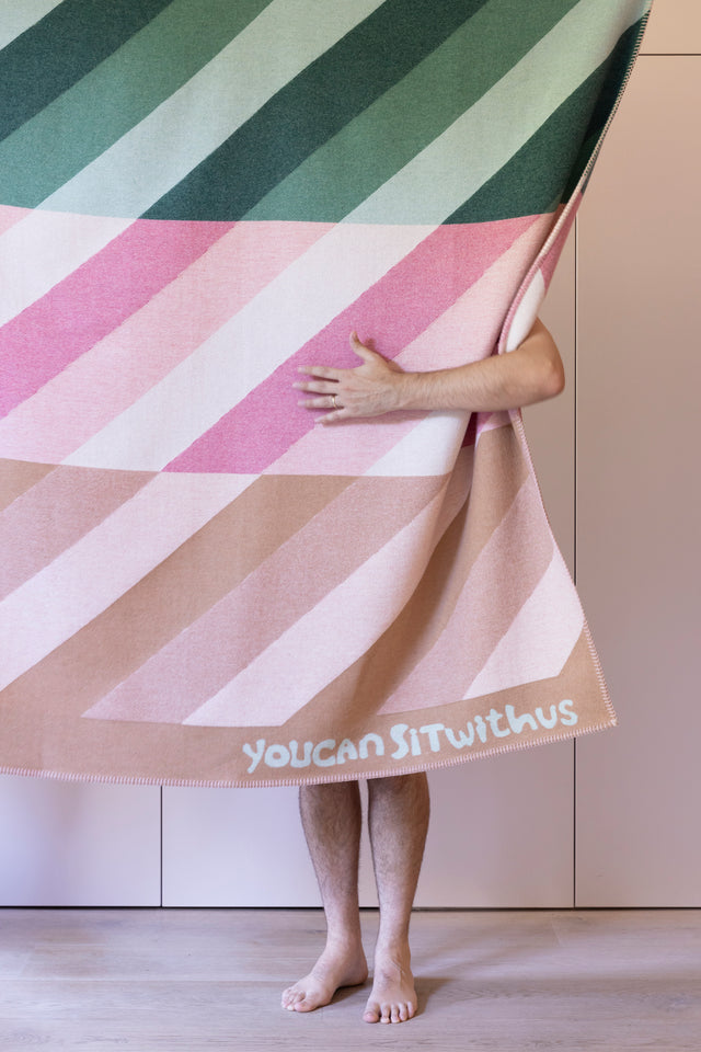 'YCSWU' Diagonal recycled wool blanket