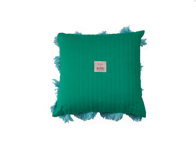 G+S x 2LG 'YCSWM' Quilted diagonal cushion in Green