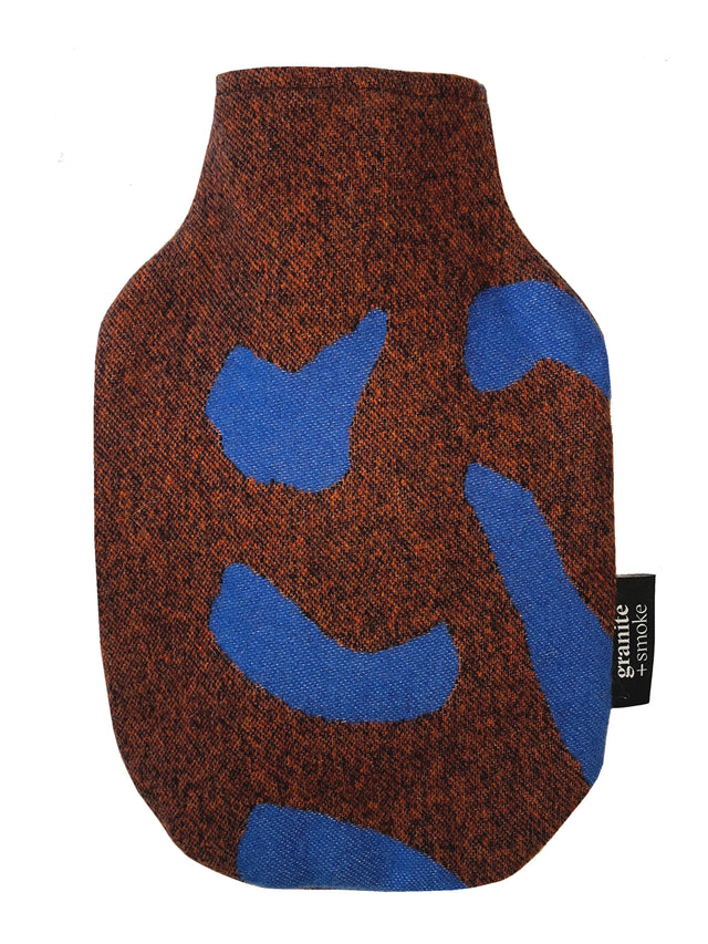 Hot water bottle _ rust + blue
