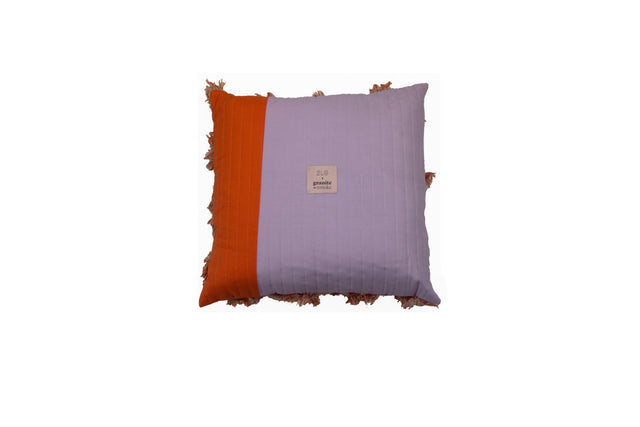 G+S x 2LG 'YCSWM' Quilted diagonal cushion in Lilac